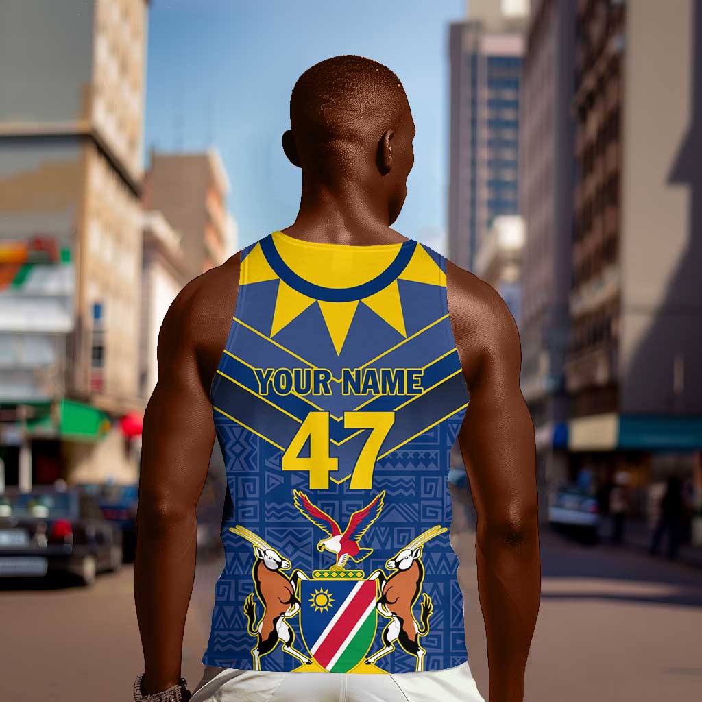 Namibia Yellow Sun Men Tank Top Sporty Style with Traditional Patterns TS04