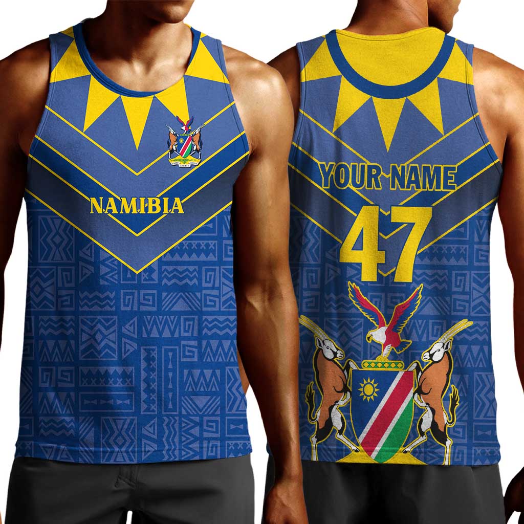 Namibia Yellow Sun Men Tank Top Sporty Style with Traditional Patterns TS04