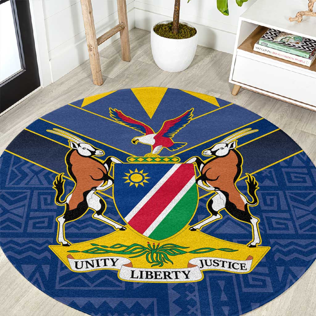 Namibia Yellow Sun Round Carpet Sporty Style with Traditional Patterns TS04