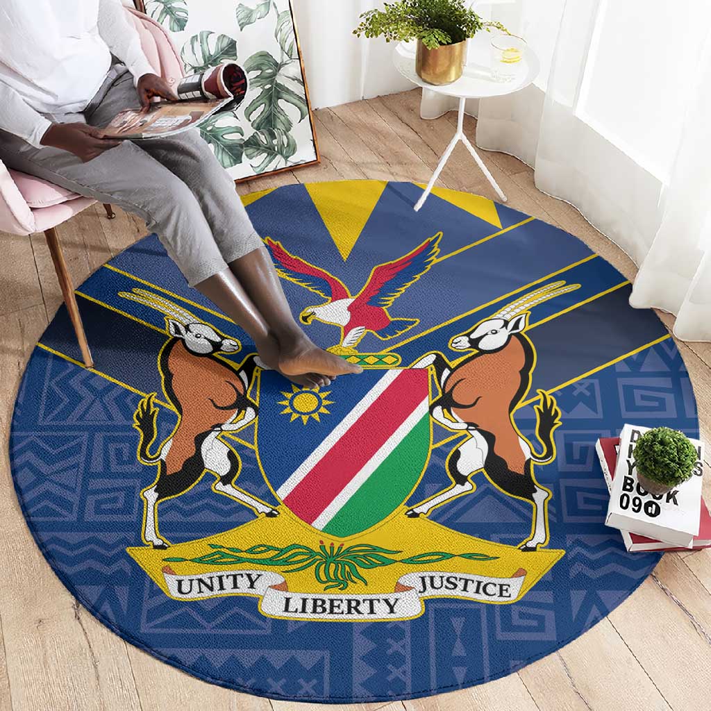Namibia Yellow Sun Round Carpet Sporty Style with Traditional Patterns TS04