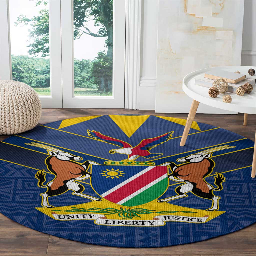 Namibia Yellow Sun Round Carpet Sporty Style with Traditional Patterns TS04