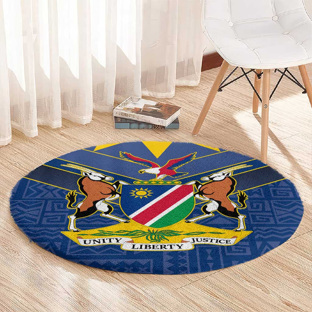 Namibia Yellow Sun Round Carpet Sporty Style with Traditional Patterns TS04