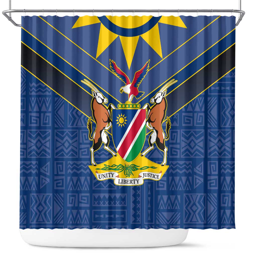 Namibia National Emblem Shower Curtain Sporty Style with Traditional Patterns TS04