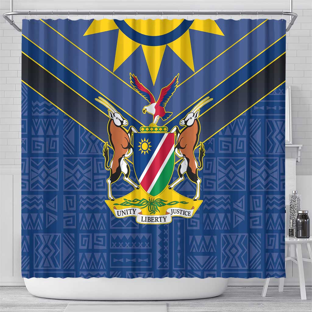 Namibia National Emblem Shower Curtain Sporty Style with Traditional Patterns TS04