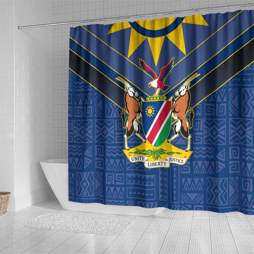 Namibia National Emblem Shower Curtain Sporty Style with Traditional Patterns TS04