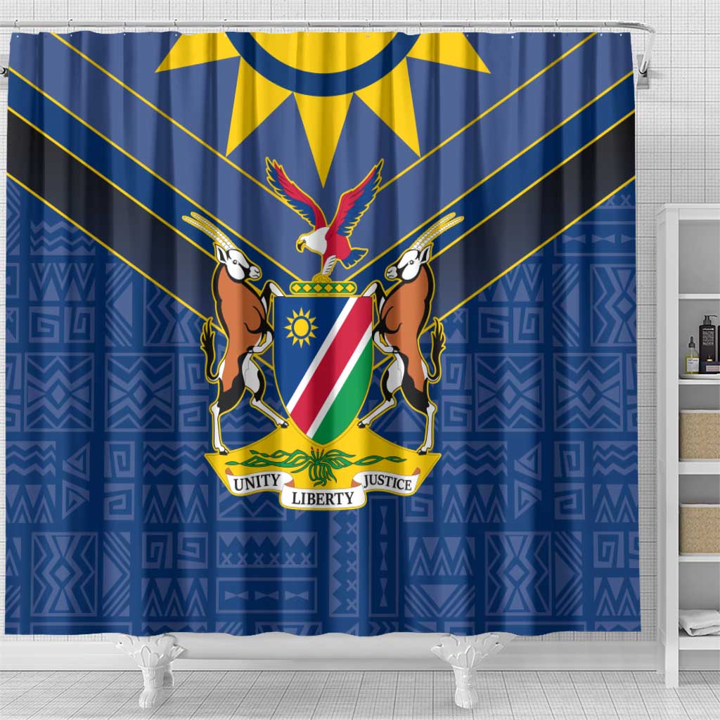 Namibia National Emblem Shower Curtain Sporty Style with Traditional Patterns TS04