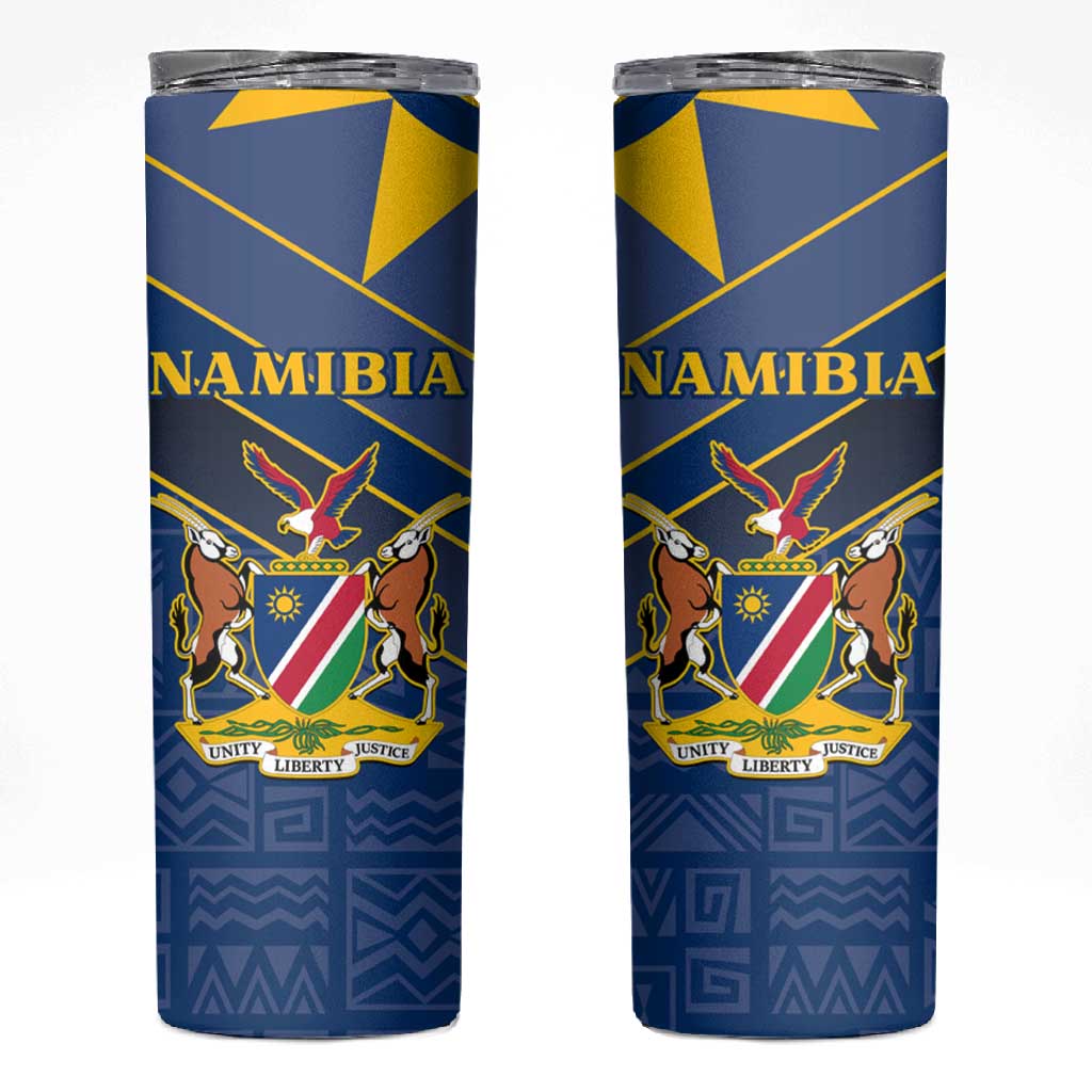 Namibia Yellow Sun Skinny Tumbler Sporty Style with Traditional Patterns TS04