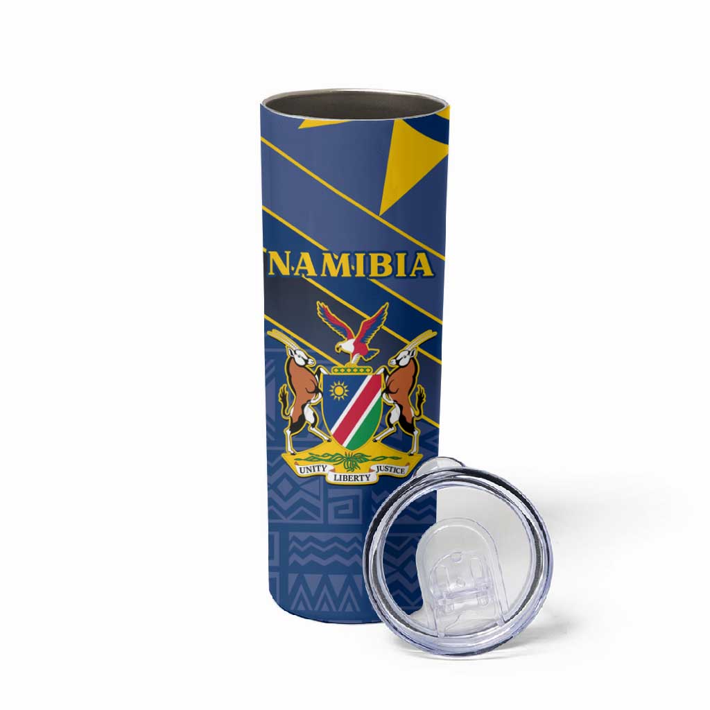 Namibia Yellow Sun Skinny Tumbler Sporty Style with Traditional Patterns TS04