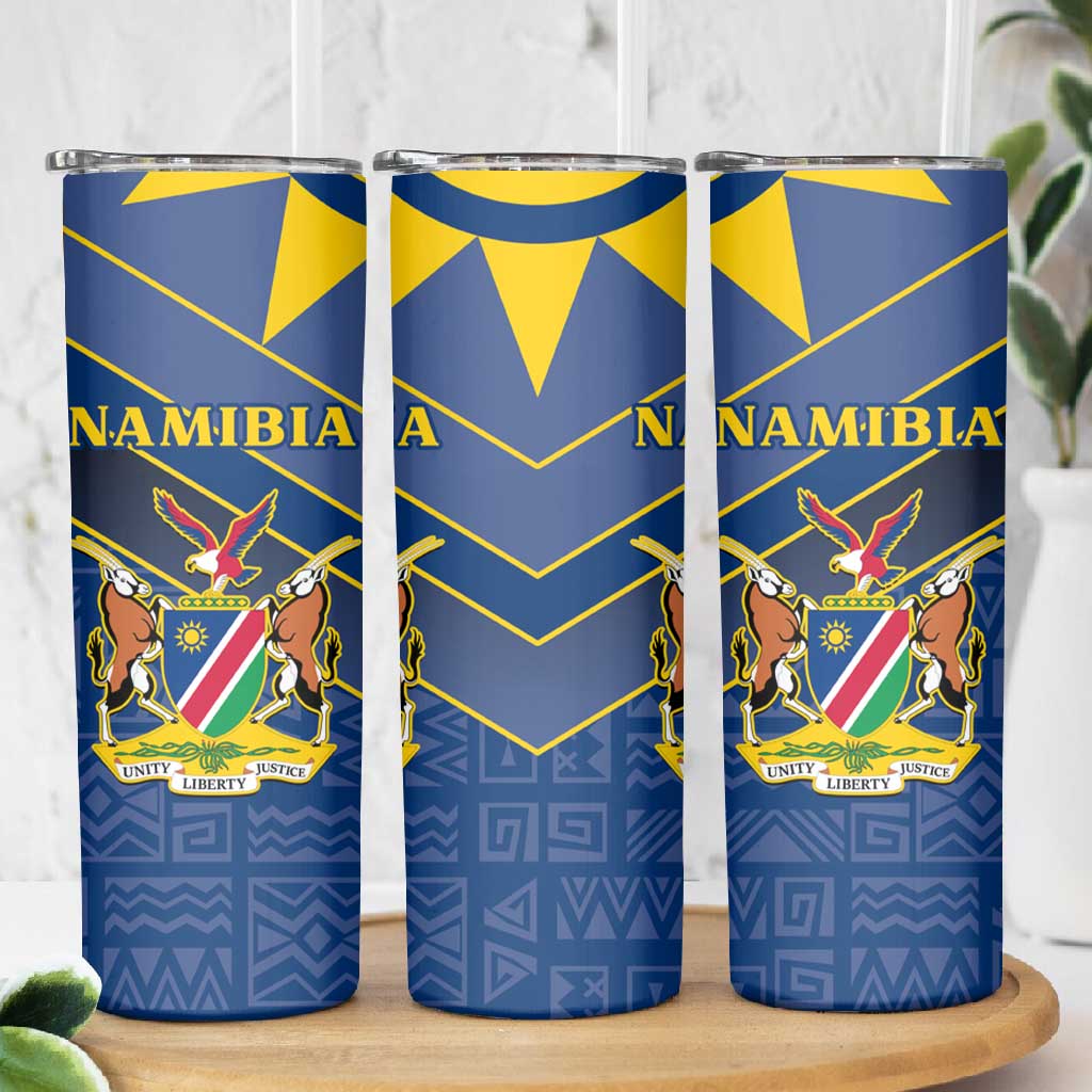 Namibia Yellow Sun Skinny Tumbler Sporty Style with Traditional Patterns TS04