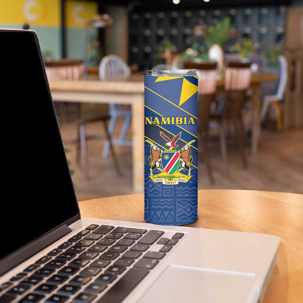 Namibia Yellow Sun Skinny Tumbler Sporty Style with Traditional Patterns TS04