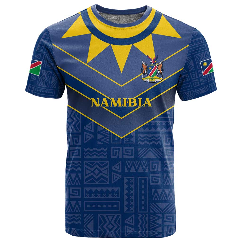 Namibia Yellow Sun T shirt Sporty Style with Traditional Patterns TS04