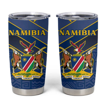 Namibia Yellow Sun Tumbler Cup Sporty Style with Traditional Patterns TS04