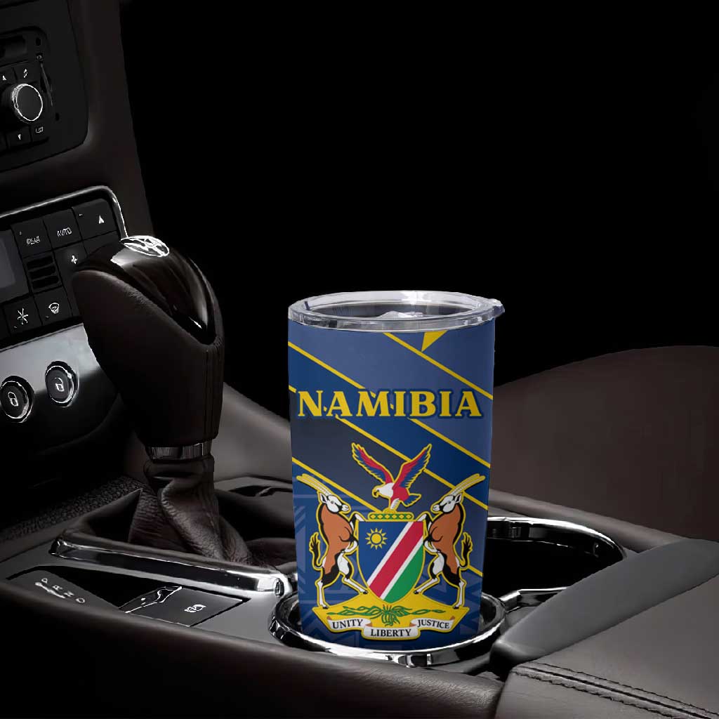 Namibia Yellow Sun Tumbler Cup Sporty Style with Traditional Patterns TS04