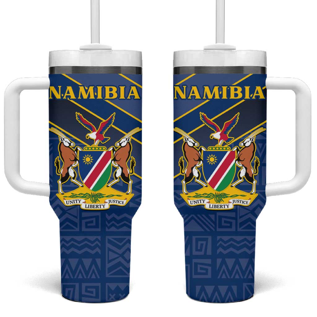 Namibia Yellow Sun Tumbler With Handle Sporty Style with Traditional Patterns TS04