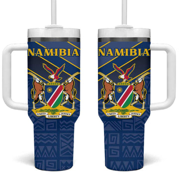 Namibia Yellow Sun Tumbler With Handle Sporty Style with Traditional Patterns TS04