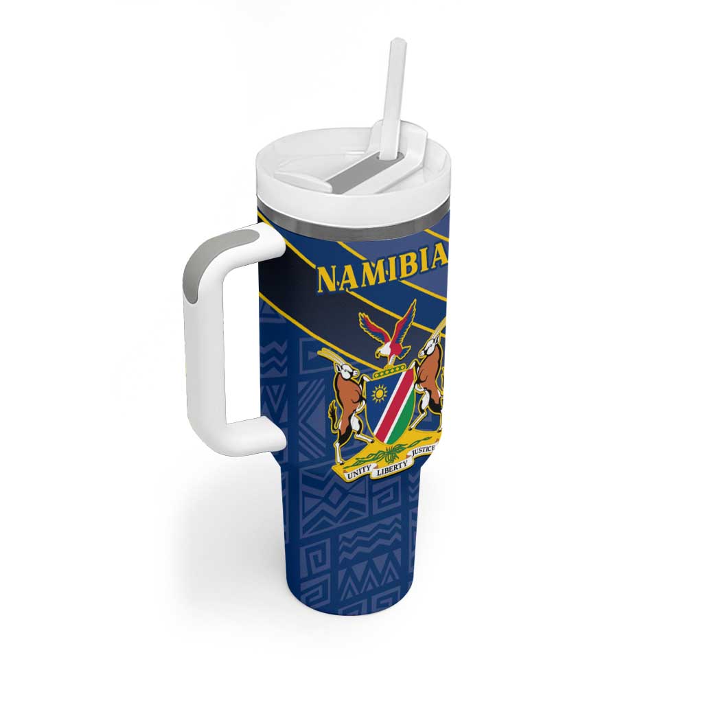 Namibia Yellow Sun Tumbler With Handle Sporty Style with Traditional Patterns TS04
