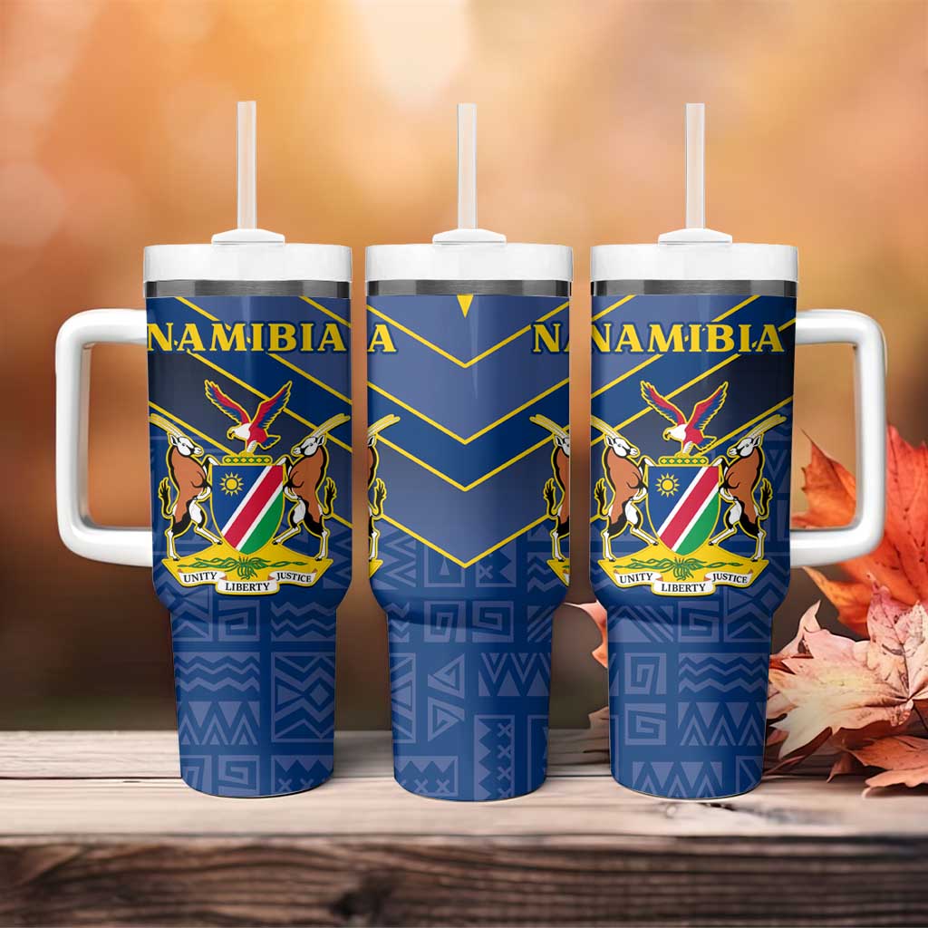 Namibia Yellow Sun Tumbler With Handle Sporty Style with Traditional Patterns TS04