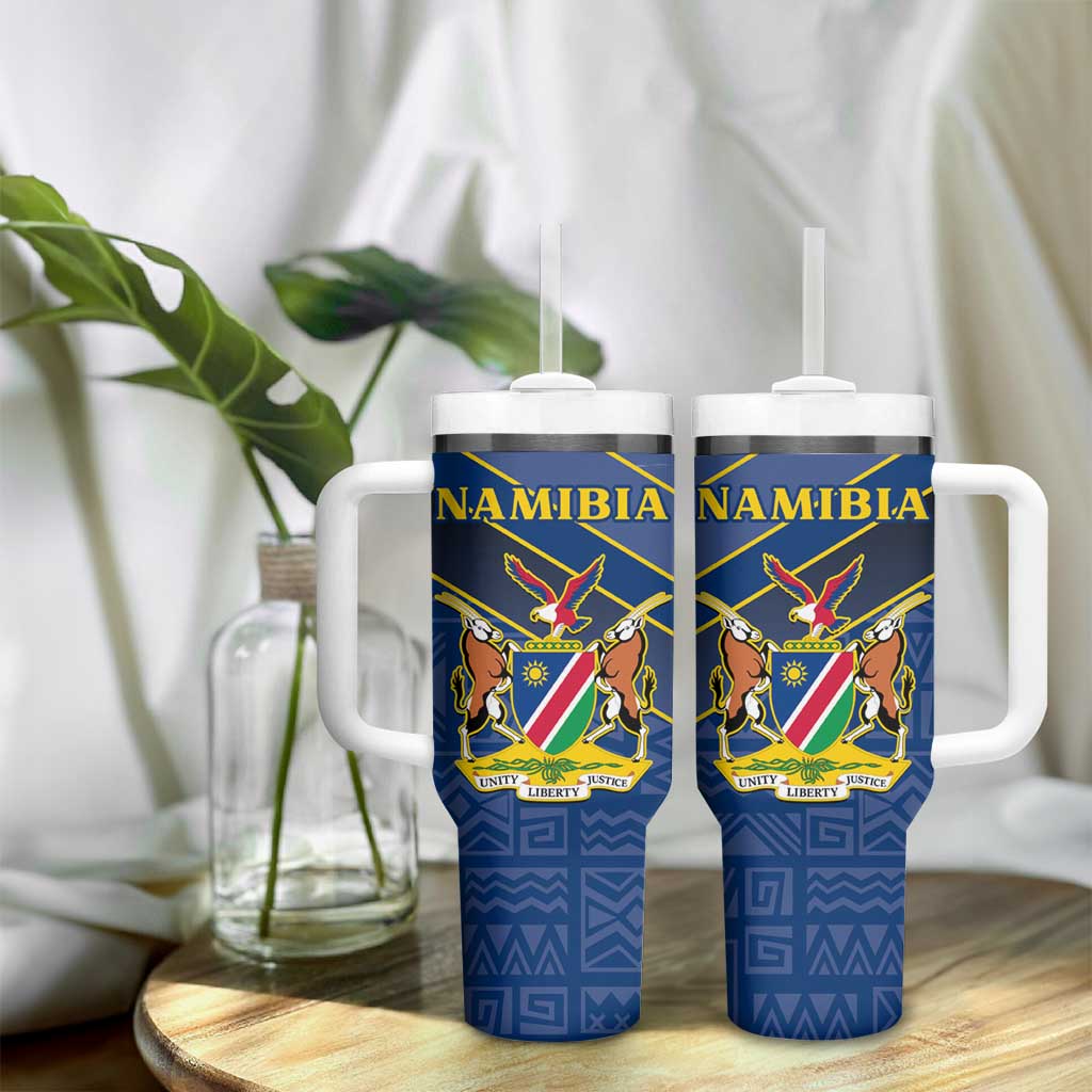 Namibia Yellow Sun Tumbler With Handle Sporty Style with Traditional Patterns TS04