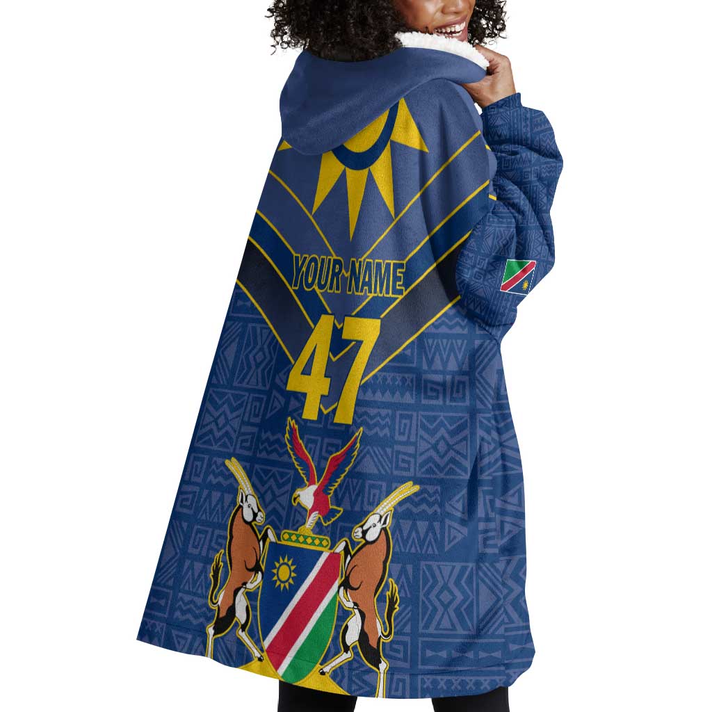 Namibia Yellow Sun Wearable Blanket Hoodie Sporty Style with Traditional Patterns TS04