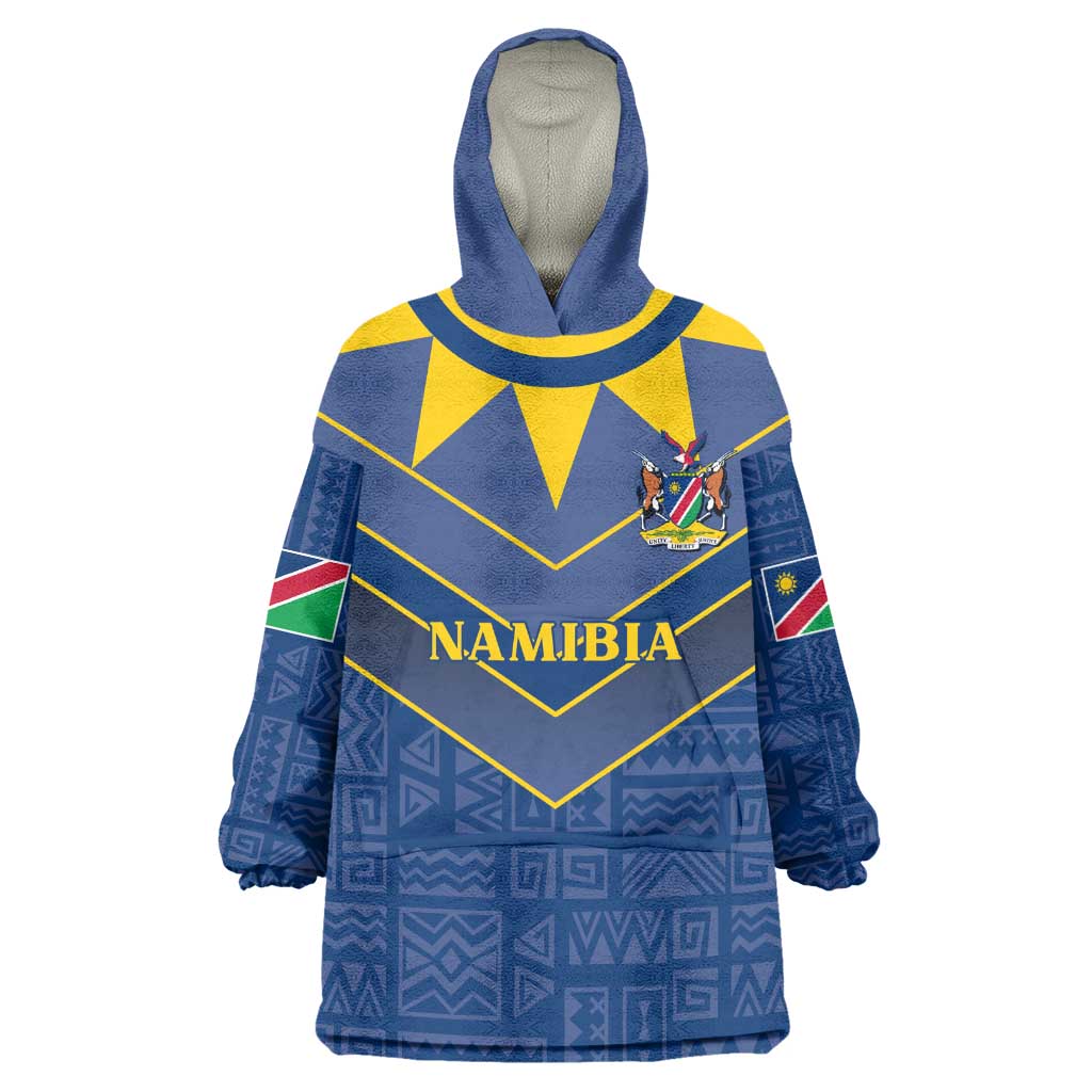 Namibia Yellow Sun Wearable Blanket Hoodie Sporty Style with Traditional Patterns TS04