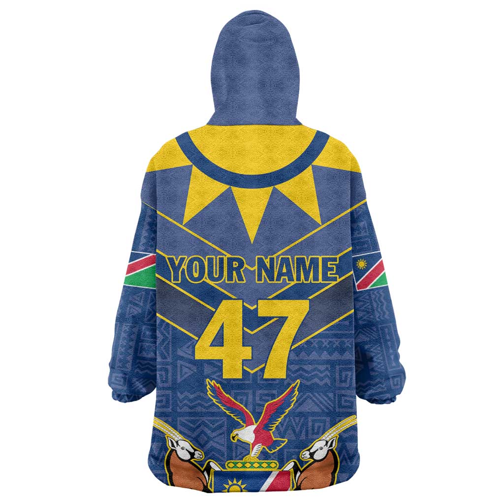 Namibia Yellow Sun Wearable Blanket Hoodie Sporty Style with Traditional Patterns TS04