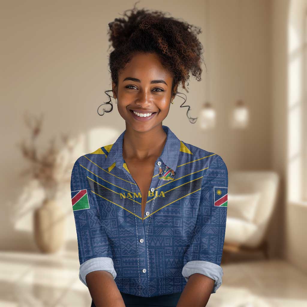 Namibia Yellow Sun Women Casual Shirt Sporty Style with Traditional Patterns TS04