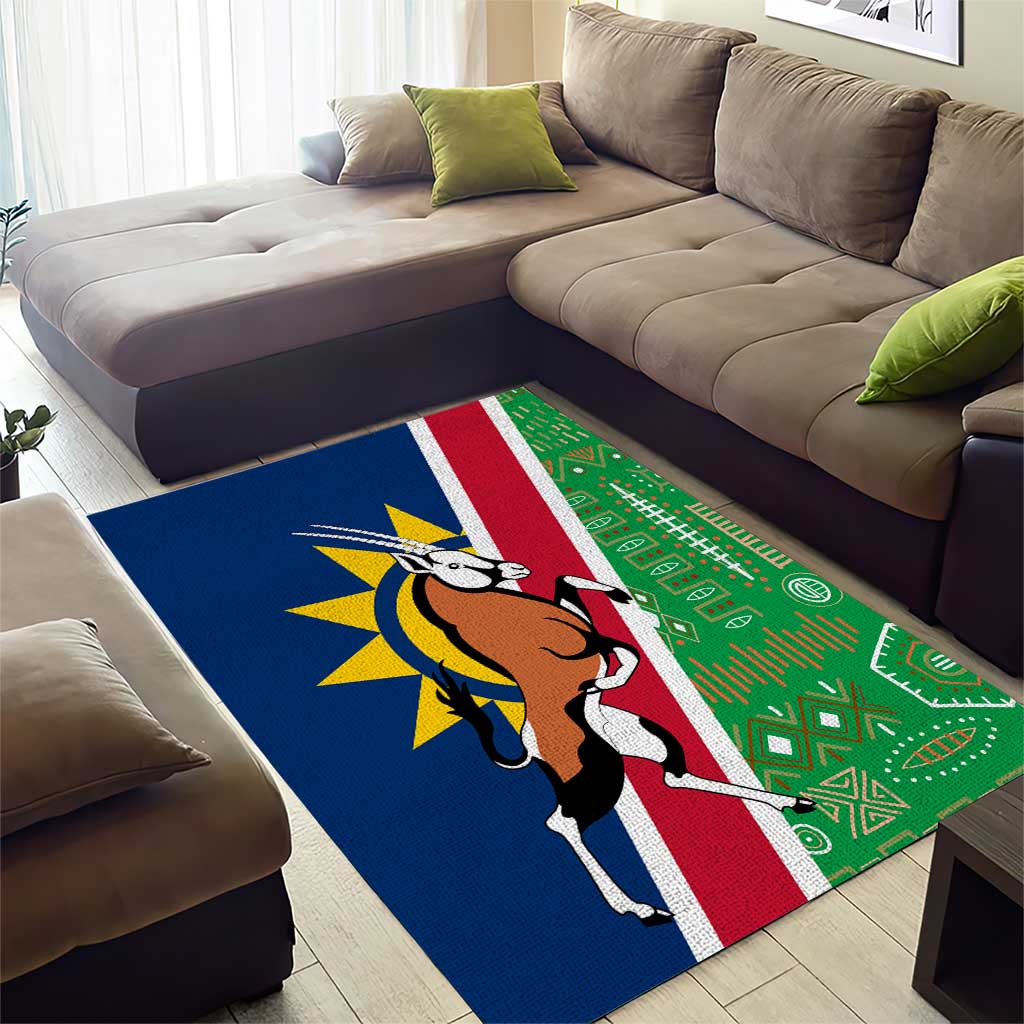 Namibia Gemsbok Area Rug Flag Design with African Patterns TS04