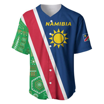 Namibia Gemsbok Baseball Jersey Flag Design with African Patterns TS04