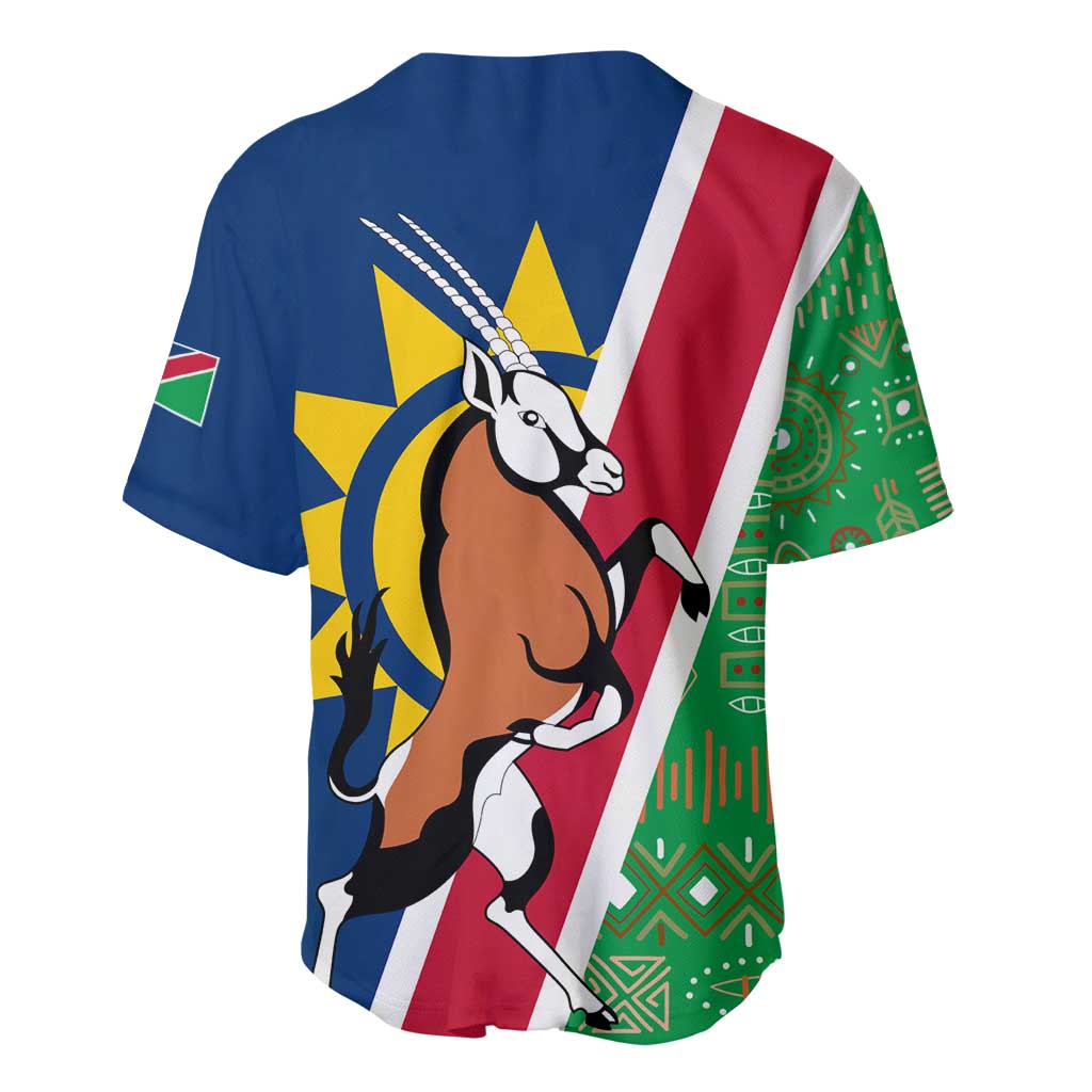 Namibia Gemsbok Baseball Jersey Flag Design with African Patterns TS04