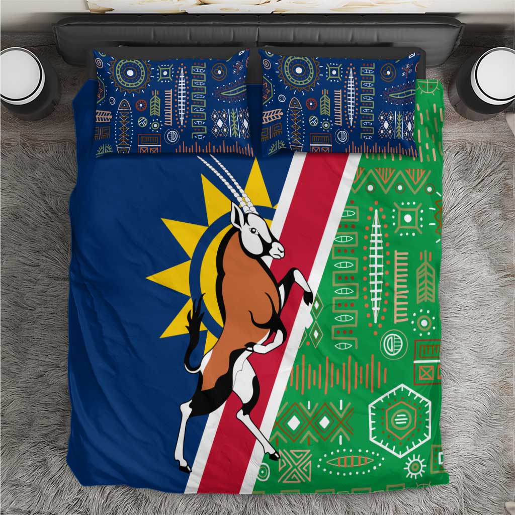 Namibia Gemsbok Bedding Set Flag Design with African Patterns TS04