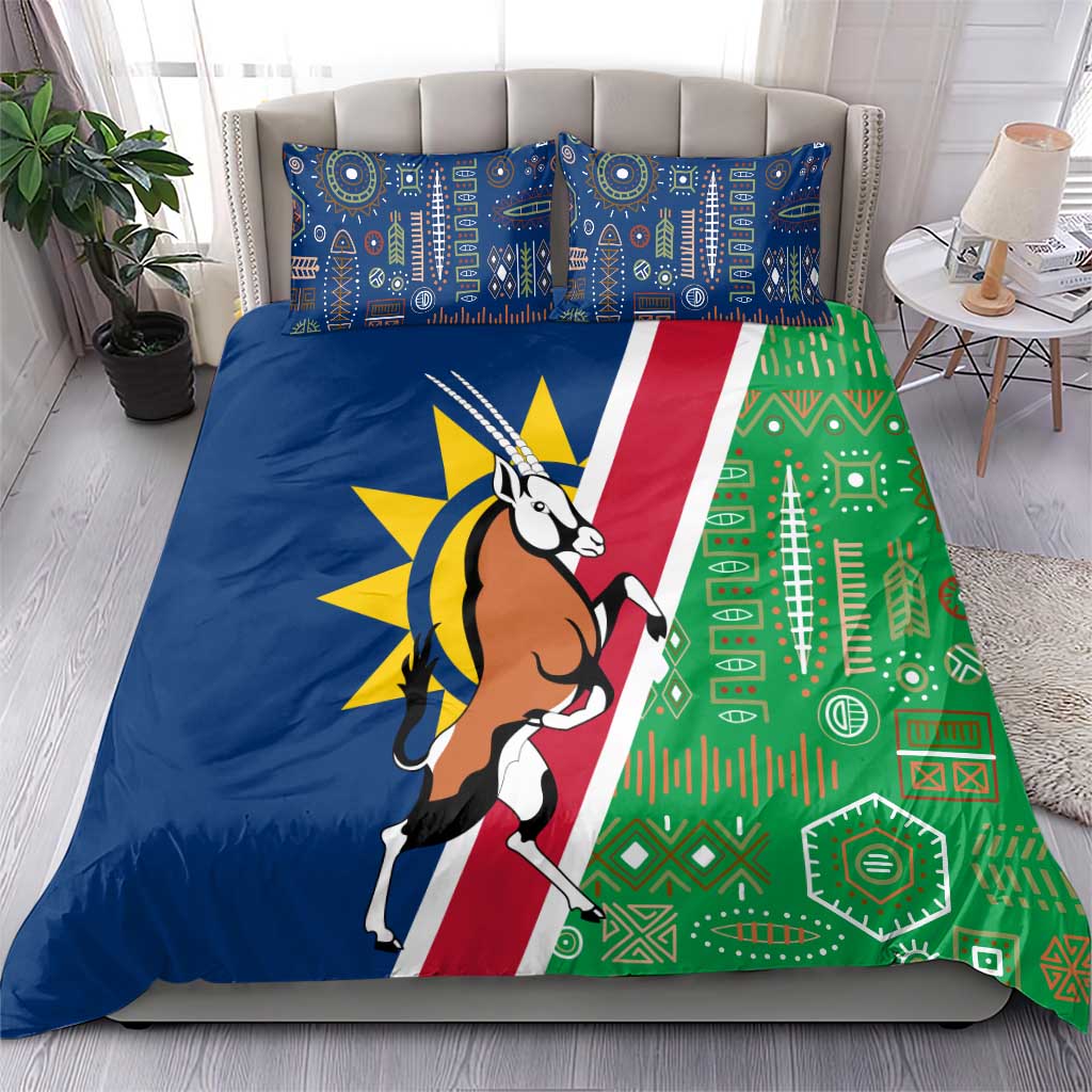 Namibia Gemsbok Bedding Set Flag Design with African Patterns TS04