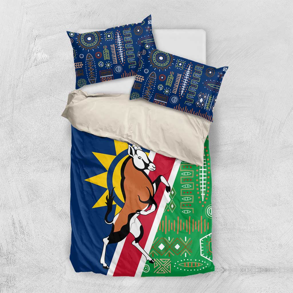 Namibia Gemsbok Bedding Set Flag Design with African Patterns TS04