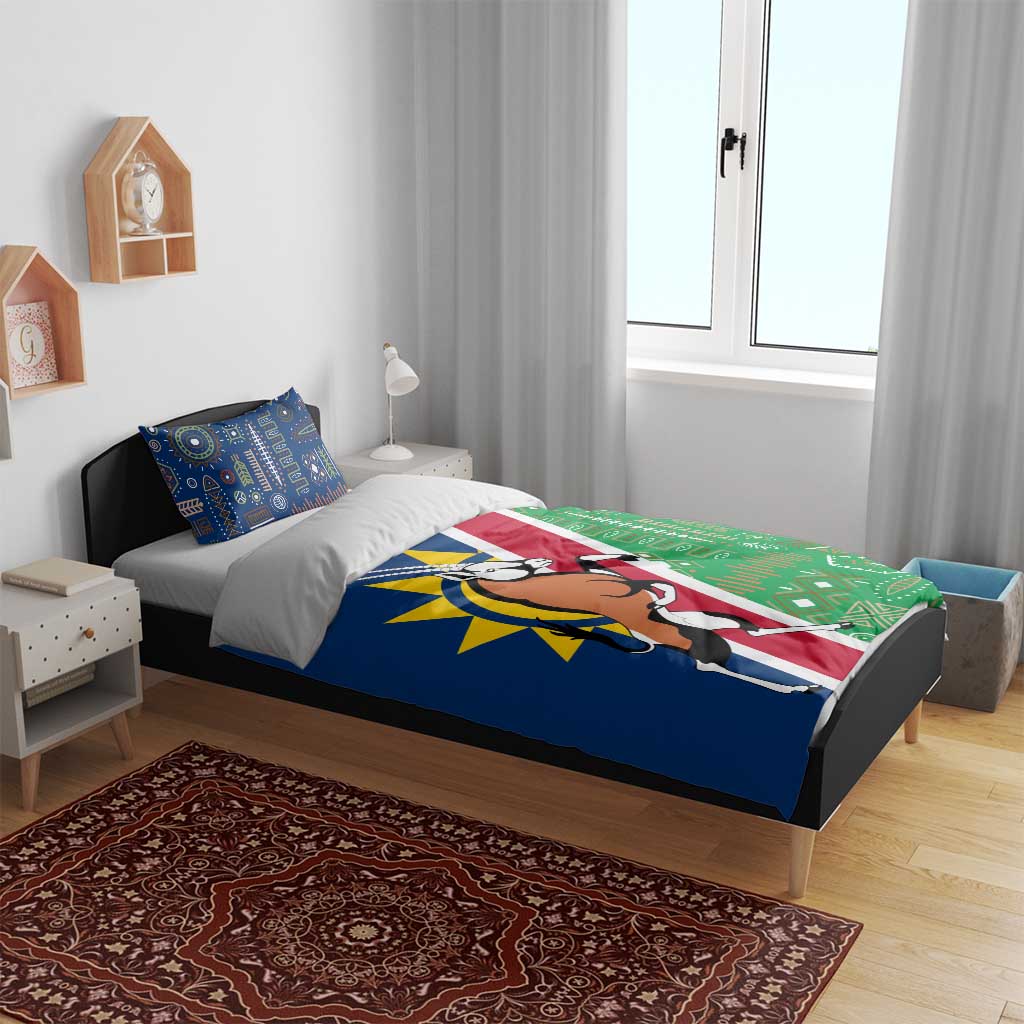 Namibia Gemsbok Bedding Set Flag Design with African Patterns TS04