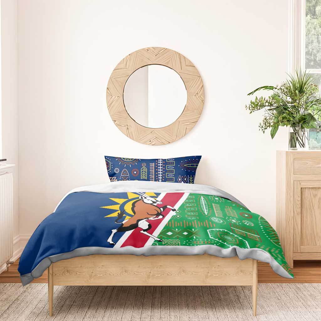 Namibia Gemsbok Bedding Set Flag Design with African Patterns TS04