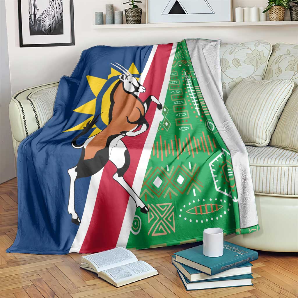 Namibia Gemsbok Blanket Flag Design with African Patterns TS04