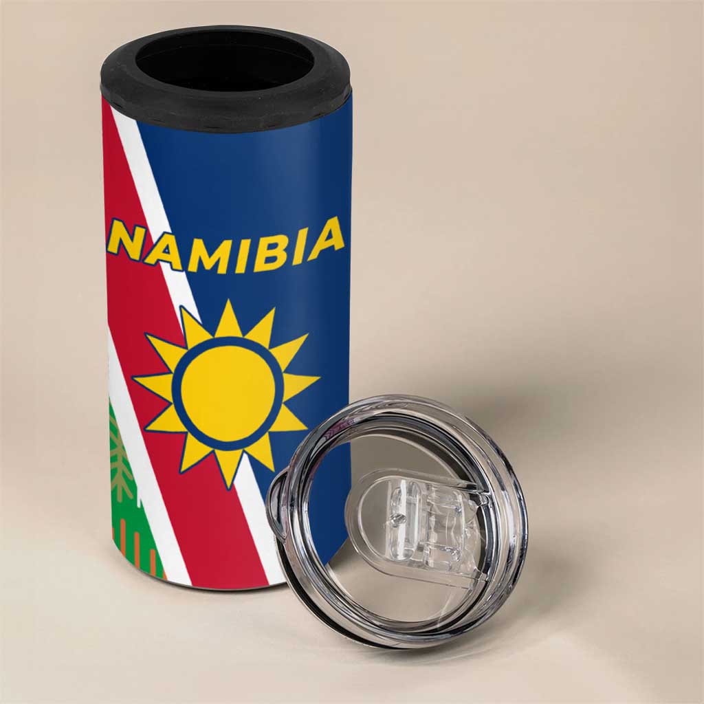 Namibia Gemsbok 4 in 1 Can Cooler Tumbler Flag Design with African Patterns TS04