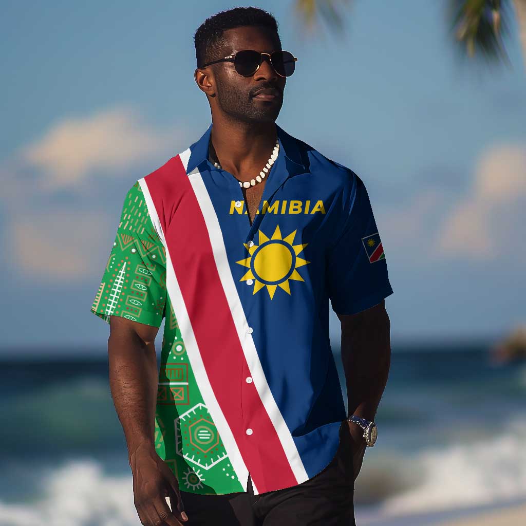 Namibia Gemsbok Hawaiian Shirt Flag Design with African Patterns TS04