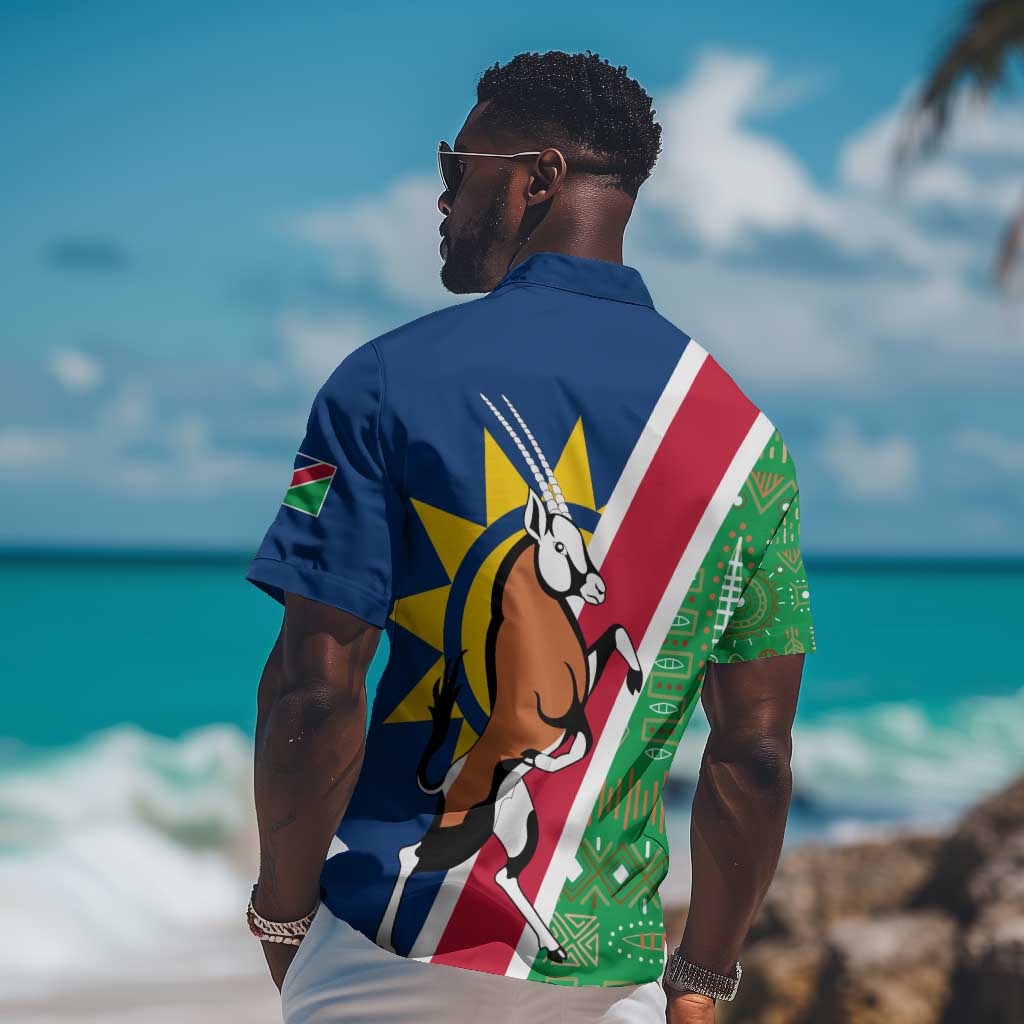 Namibia Gemsbok Hawaiian Shirt Flag Design with African Patterns TS04