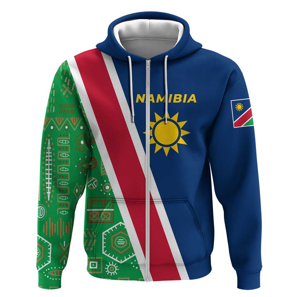 Namibia Flag Hoodie Detailed Design with Traditional Patterns TS04