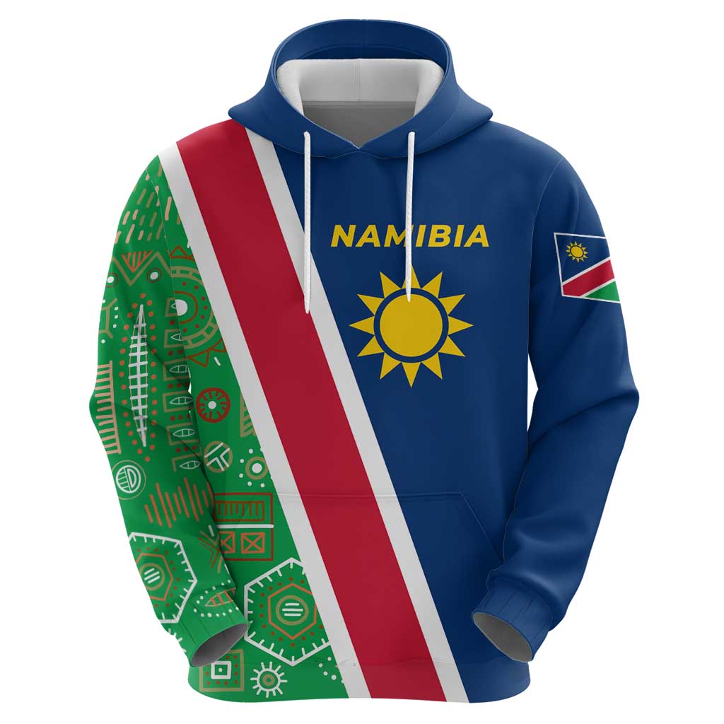 Namibia Flag Hoodie Detailed Design with Traditional Patterns TS04