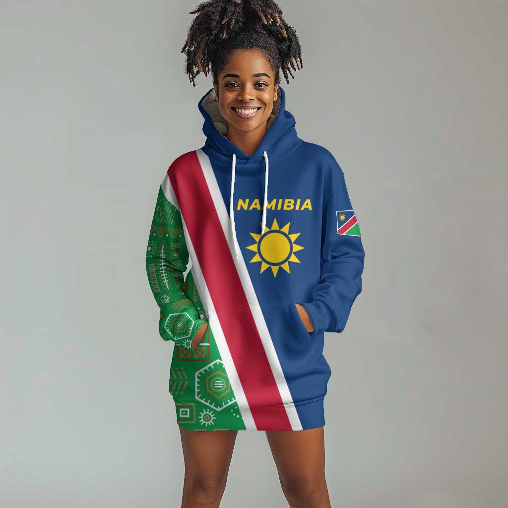 Namibia Gemsbok Hoodie Dress Flag Design with African Patterns TS04