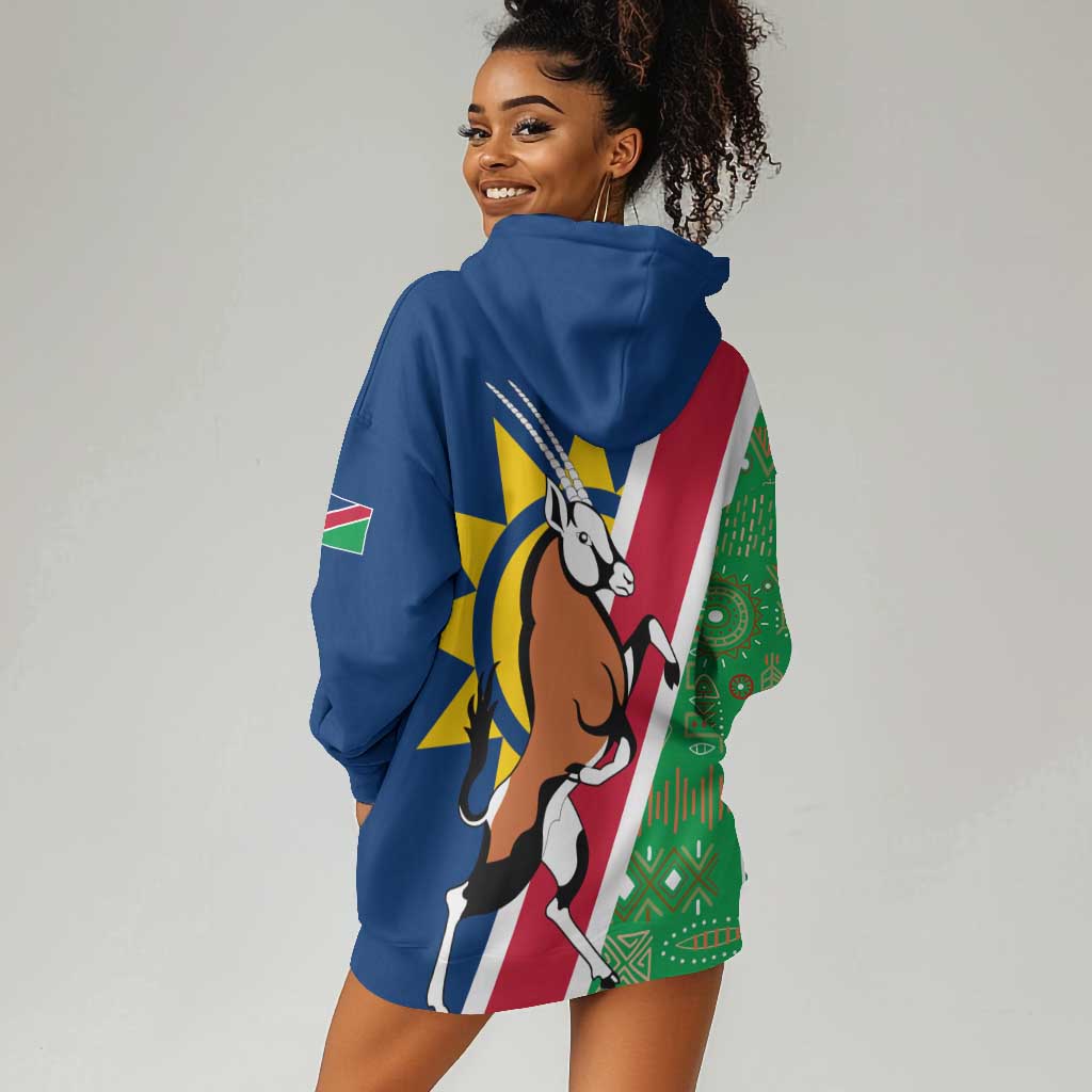Namibia Gemsbok Hoodie Dress Flag Design with African Patterns TS04