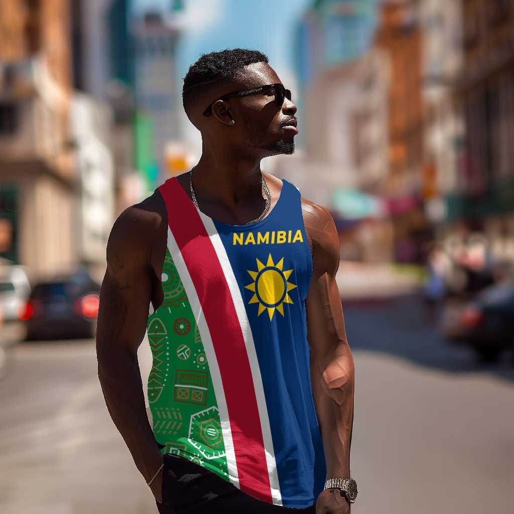 Namibia Gemsbok Men Tank Top Flag Design with African Patterns TS04