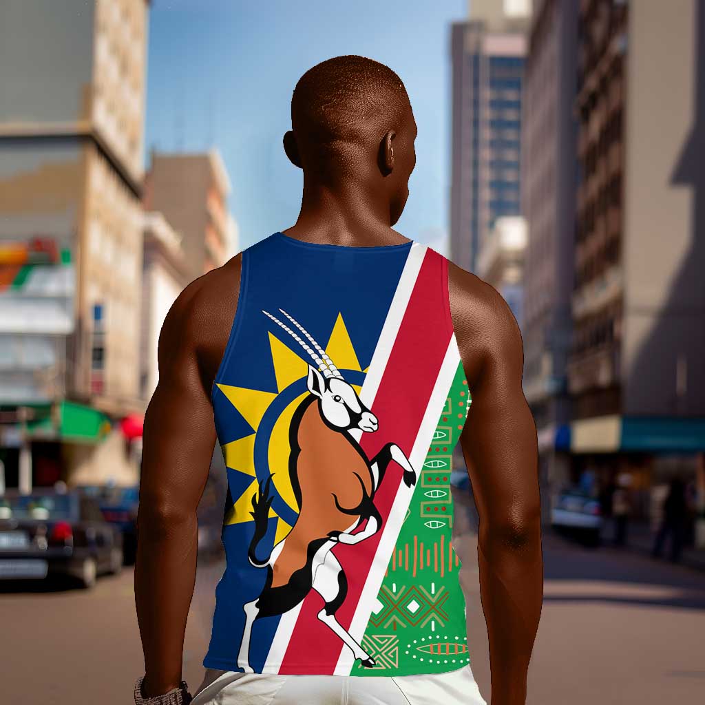 Namibia Gemsbok Men Tank Top Flag Design with African Patterns TS04