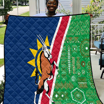 Namibia Gemsbok Quilt Flag Design with African Patterns TS04