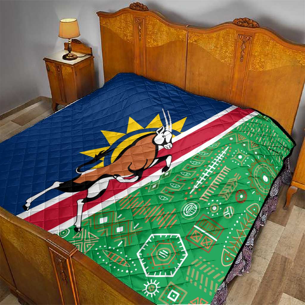 Namibia Gemsbok Quilt Flag Design with African Patterns TS04