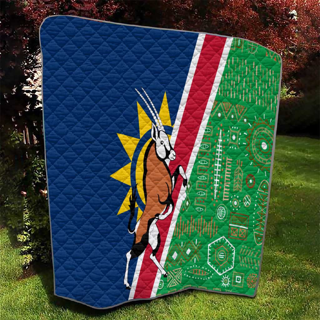 Namibia Gemsbok Quilt Flag Design with African Patterns TS04