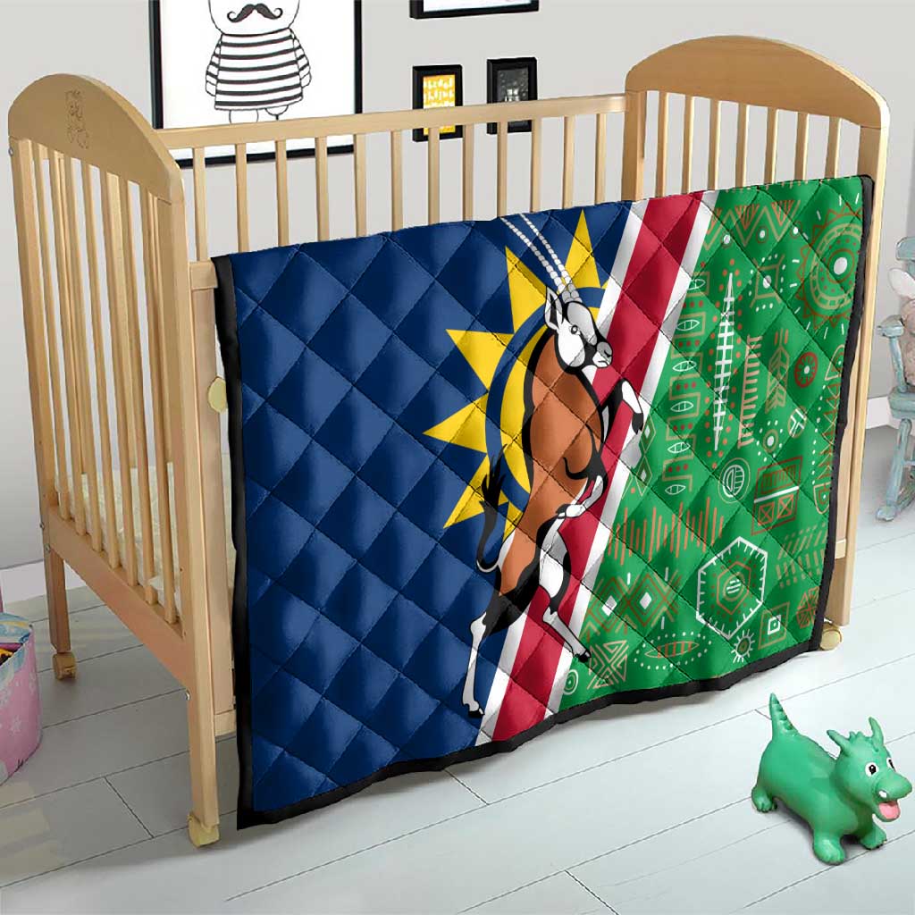 Namibia Gemsbok Quilt Flag Design with African Patterns TS04