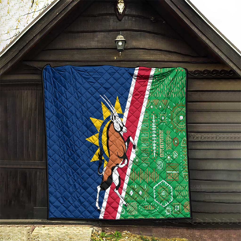 Namibia Gemsbok Quilt Flag Design with African Patterns TS04