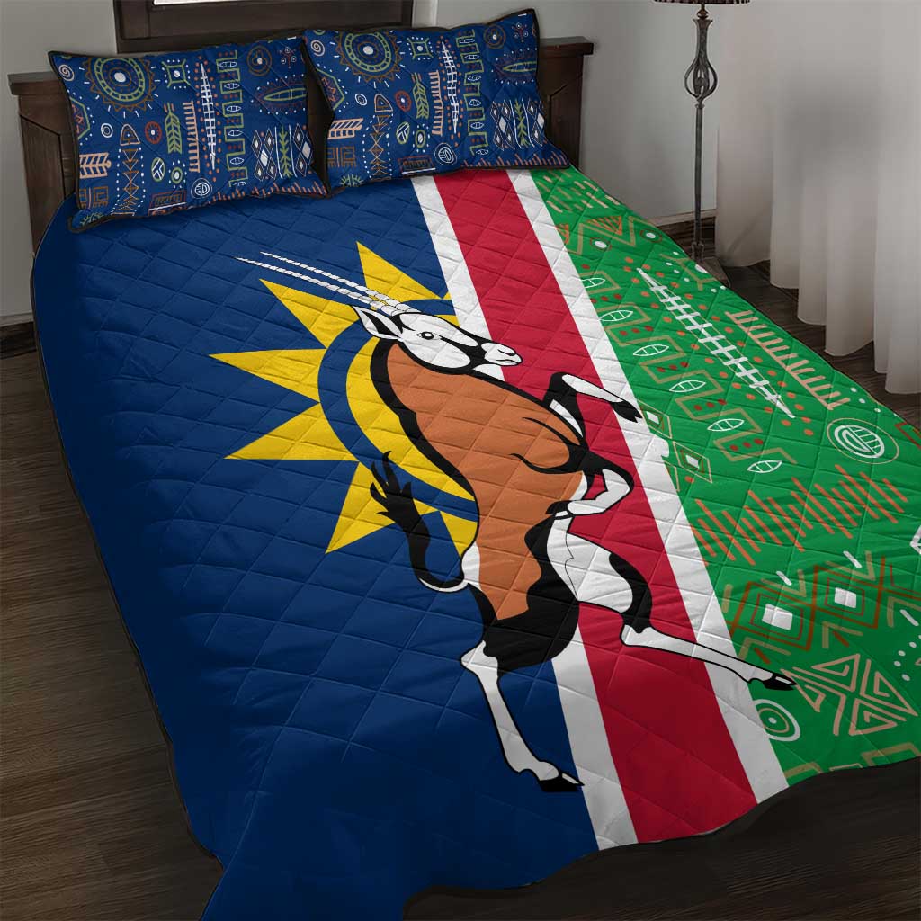 Namibia Gemsbok Quilt Bed Set Flag Design with African Patterns TS04